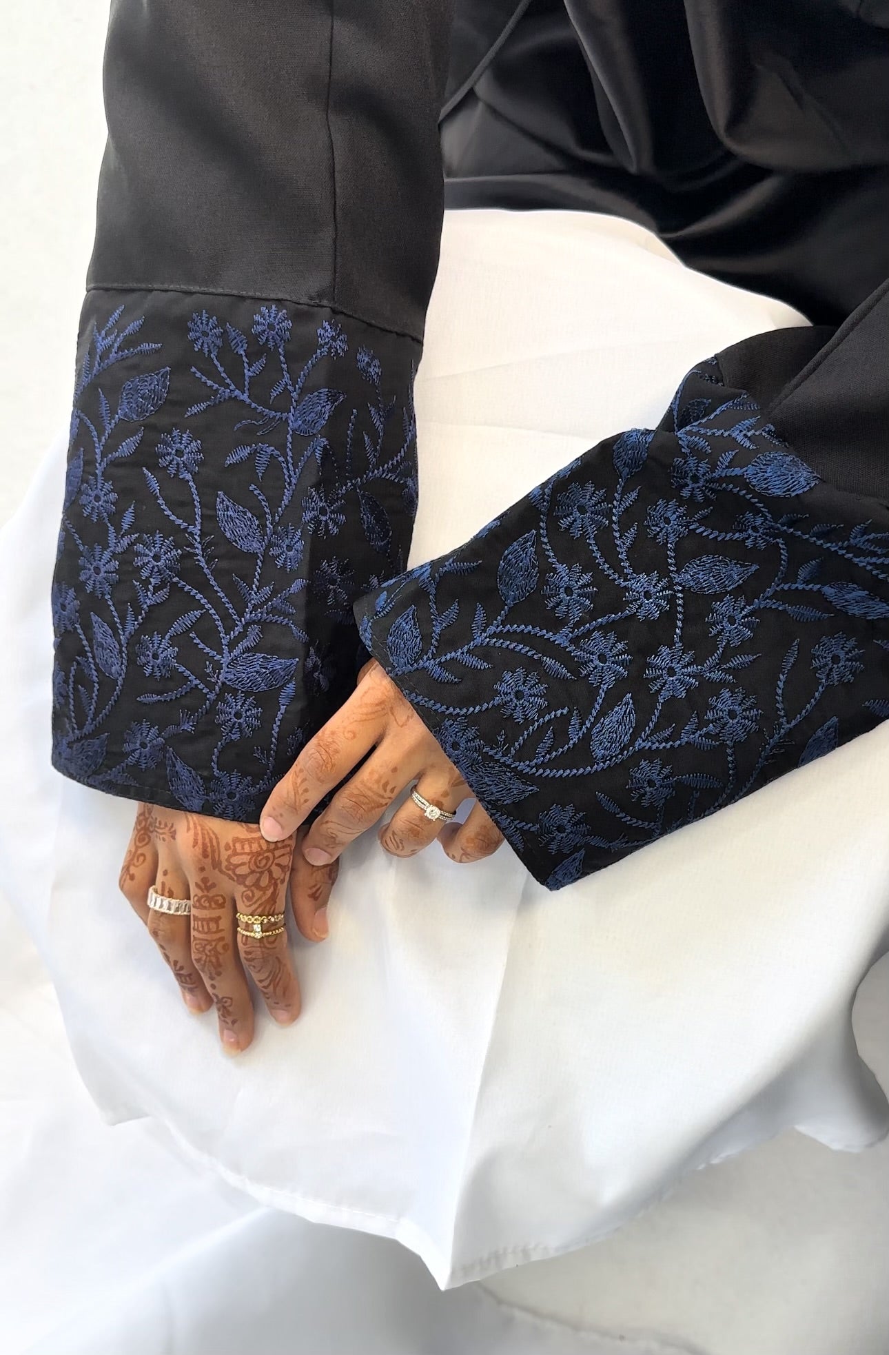 Abaya Chloé fleur bleu