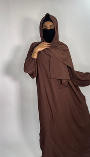 Abaya voile intégré marron